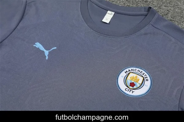 24_25 Manchester City Blue White Short Sleeve Jersey+Shorts - Image 6