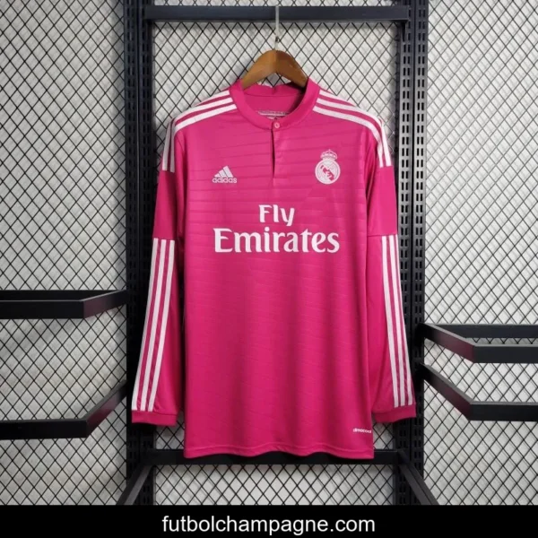 Retro 14-15 Long Sleeve Real Madrid Away Pink Jersey - Image 5