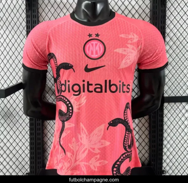 Player Version 25_26 Inter Milan Pink with Snake and Floral Pattern Jersey - Image 3