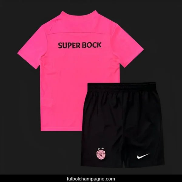 24_25 Kids Sporting Lisbon Pink October Jersey - Image 2