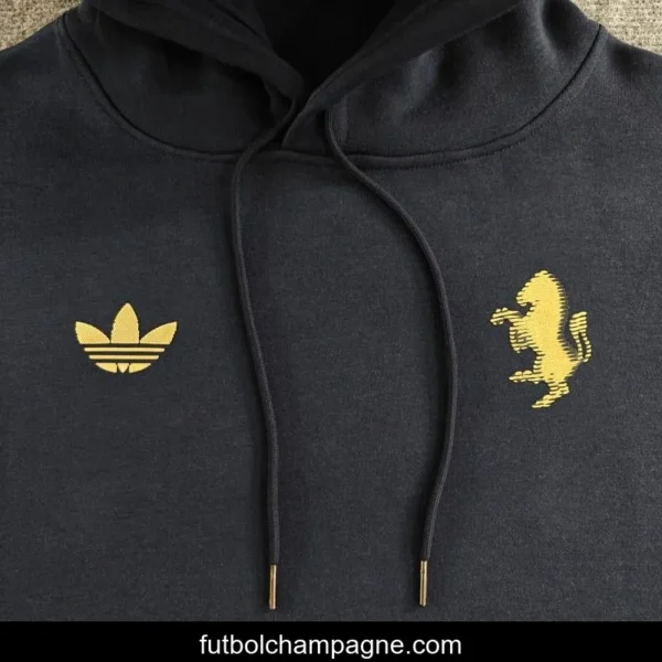 2024 Juventus Black_Navy_Grey_Beige_White Hoodie With Golden Badge - Image 2
