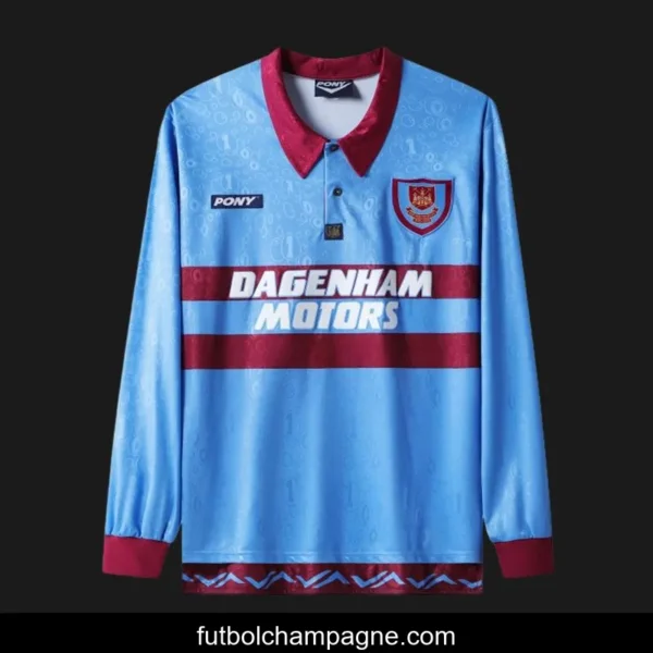 Retro 95_97 West Ham United Long Sleeve Away Blue Jersey - Image 3