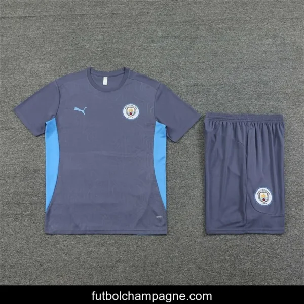 24_25 Manchester City Blue White Short Sleeve Jersey+Shorts - Image 10