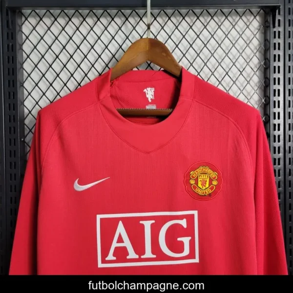 Retro Long Sleeve 07-08 Manchester United Home Premier League Jersey - Image 2