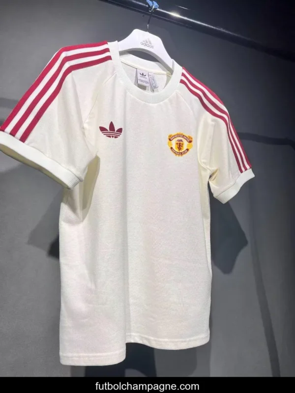 24_25 Manchester United Cotton Beige T-shirt Jersey - Image 4