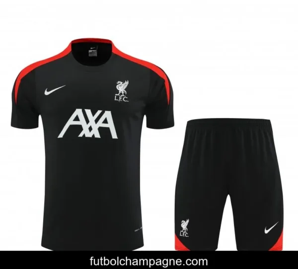24_25 Liverpool Black Short Sleeve Jeresy+Shorts - Image 3
