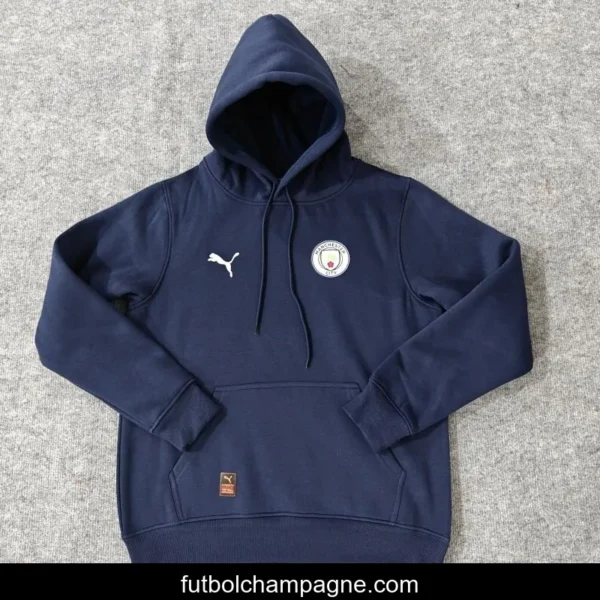 24_25 Manchester City Navy_Red_Black_Beige_Grey Hoodie WIth Black Badge - Image 5