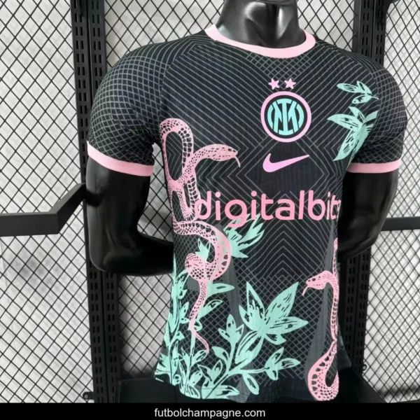 Player Version 25_26 Inter Milan Black with Snake and Floral Pattern Jersey - Image 3