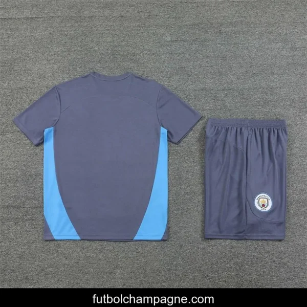 24_25 Manchester City Blue White Short Sleeve Jersey+Shorts - Image 12
