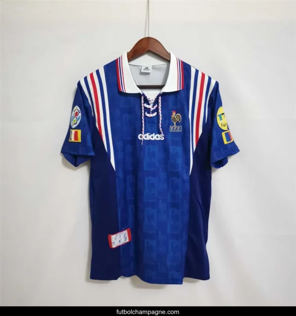 Retro 1996 France Home Jersey With EURO 1996 Patch - Image 3