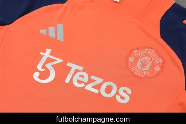 24_25 Manchester United Orange Short Sleeve Jersey+Shorts - Image 8
