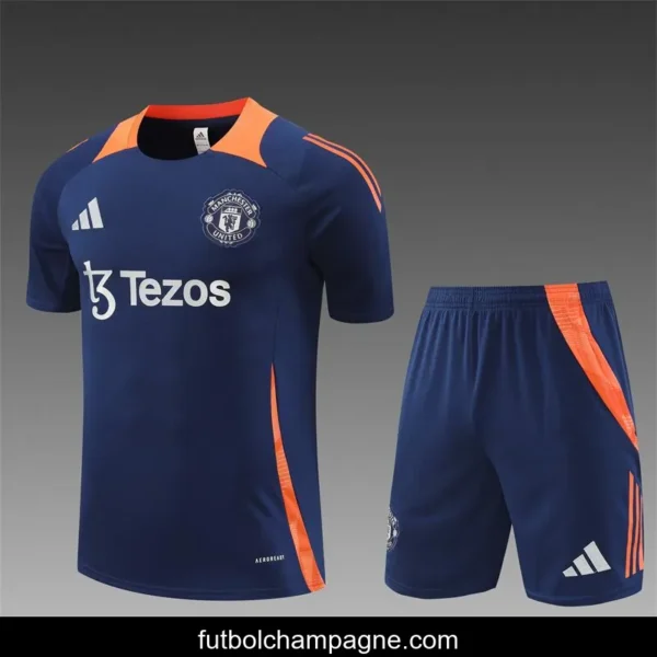 24_25 Manchester United Navy Short Sleeve Jersey+Shorts - Image 8