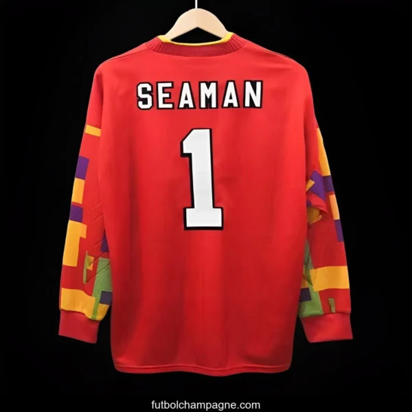 Retro 1996 England Red Goalkeeper Long Sleeve Jersey - Image 3