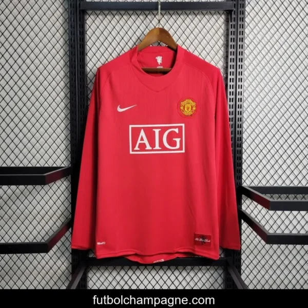 Retro Long Sleeve 07-08 Manchester United Home Premier League Jersey - Image 6