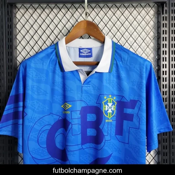 Retro 1992 Brazil Away Blue Jersey - Image 4