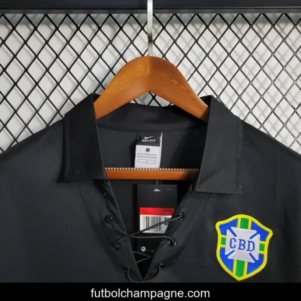 Retro 2004 Brazil Special Edition Black Long Sleeve Jersey - Image 4