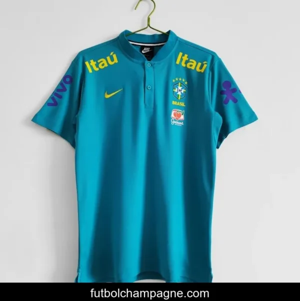 Retro 2021 Brazil Blue Training POLO Shirt - Image 8