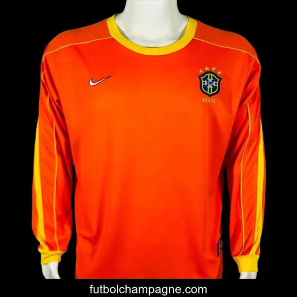 Retro 1998 Brazil Goalkeeper Orange Jersey - Image 4