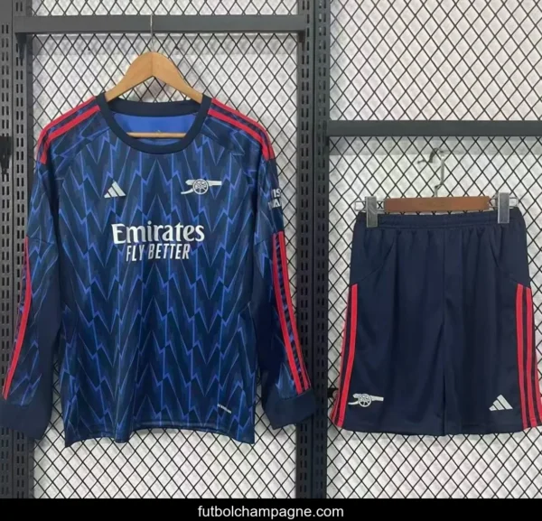 25_26 Kids Arsenal Away Long Sleeve Blue Jersey - Image 3