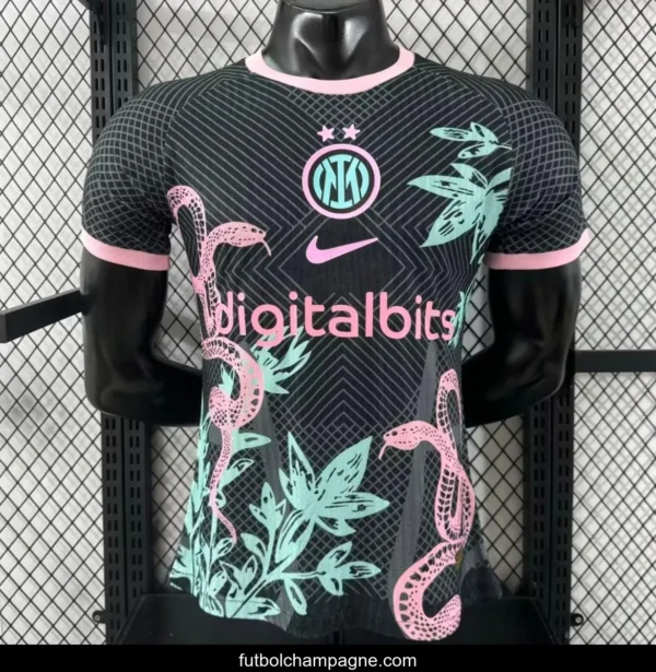 Player Version 25_26 Inter Milan Black with Snake and Floral Pattern Jersey - Image 6
