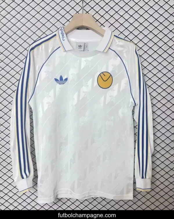 24_25 Leeds United Adidas LFSTR Retro Long Sleeve White Jersey - Image 3