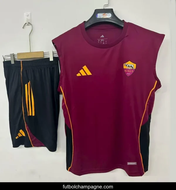 25_26 Roma Vest Jersey Red+ Shorts - Image 3
