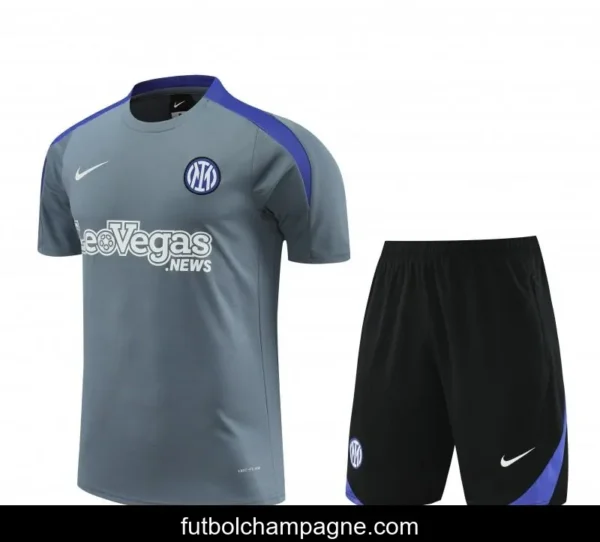 24_25 Inter Milan Grey Short Sleeve Jeresy+Shorts - Image 6