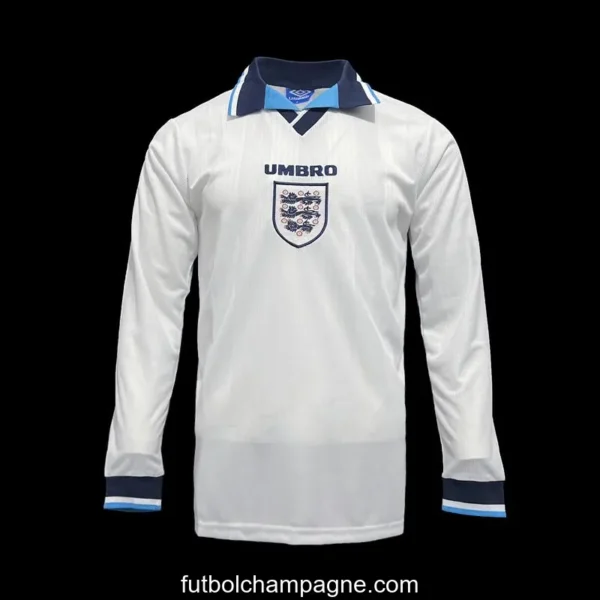 Long Sleeve Retro 1996 England Home Soccer Jersey - Image 8
