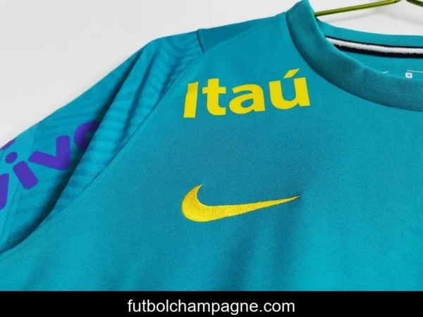 Retro 2021 Brazil Blue Training Jersey - Image 6