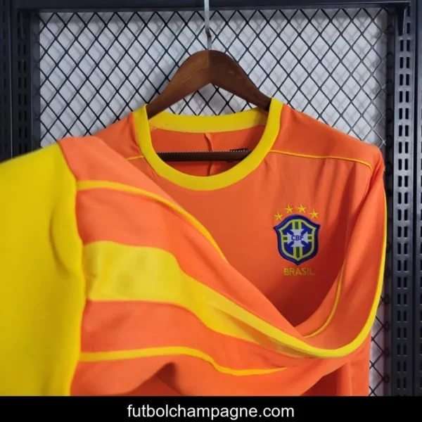 Retro Long Sleeve 1998 Brazil Goalkeeper Orange Jersey - Image 8