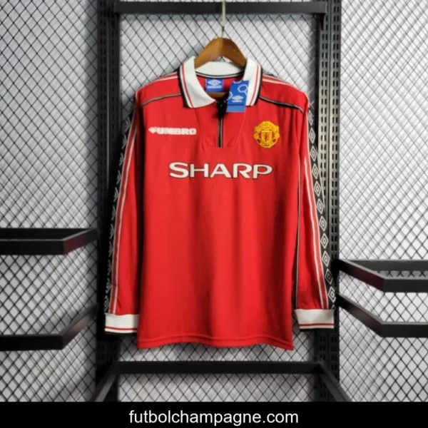 Retro Long Sleeve 98_99 Manchester United Home Jersey - Image 9
