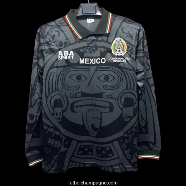 Retro 1998 Mexico Third Black Long Sleeve Jersey - Image 3