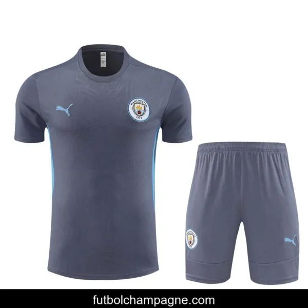 24_25 Manchester City Blue White Short Sleeve Jersey+Shorts - Image 14