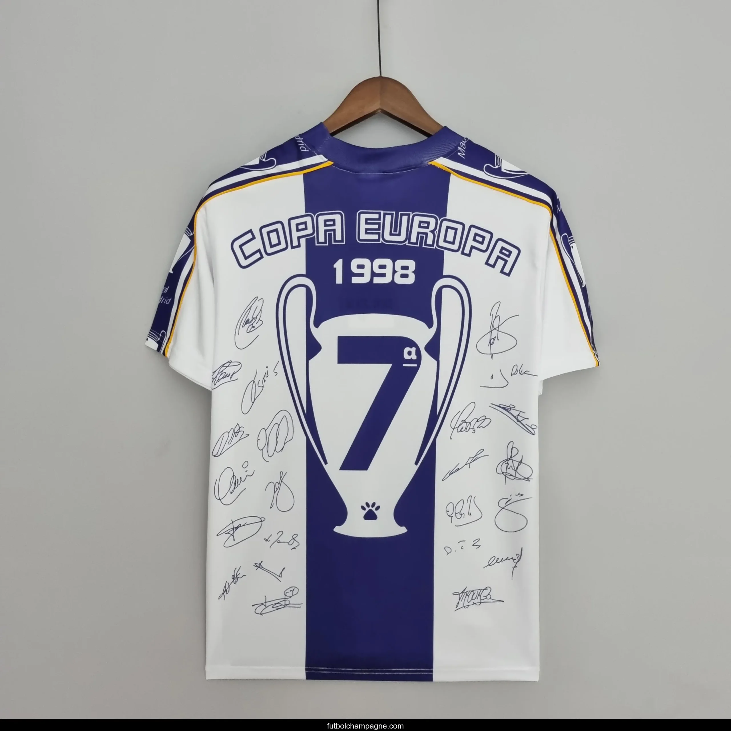 Retro 97-98 Real Madrid Champions League 7 Champions Commemorative Edition Soccer Jersey - Image 7