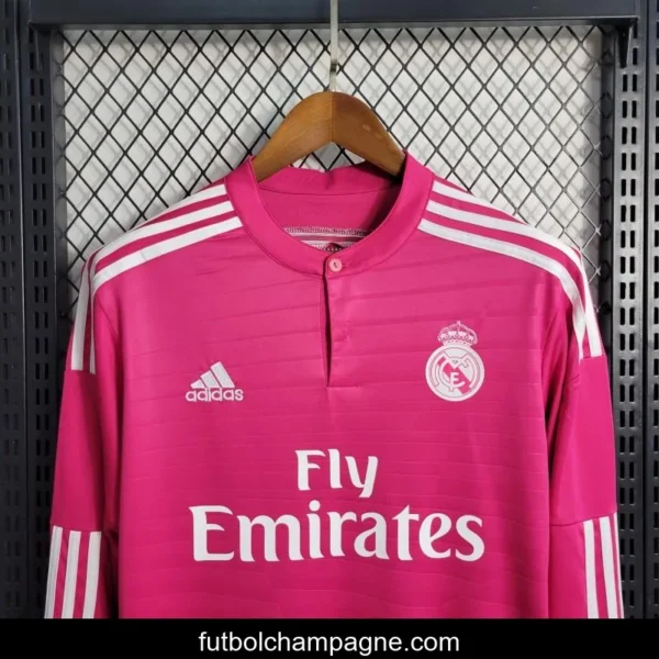 Retro 14-15 Long Sleeve Real Madrid Away Pink Jersey - Image 11