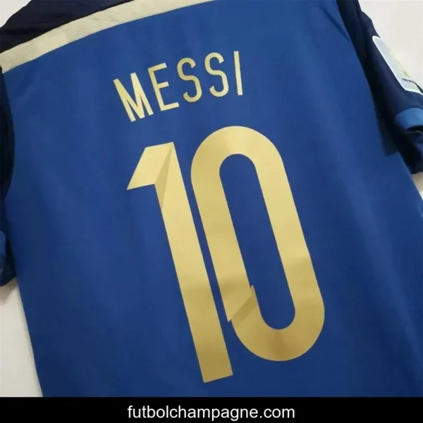 Retro 2014 Argentina Away Messi Jersey With World Cup Patch - Image 3