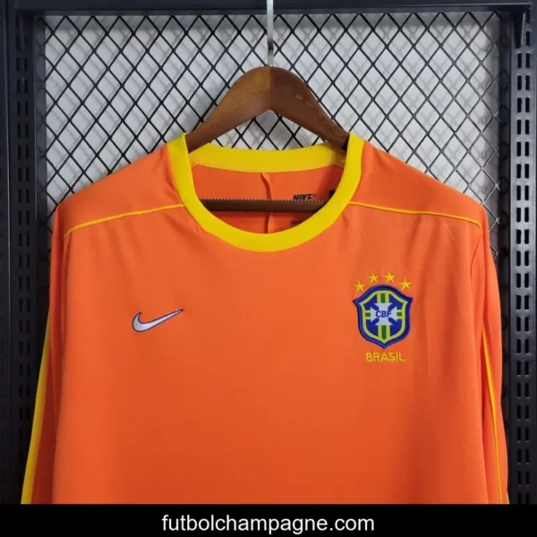 Retro Long Sleeve 1998 Brazil Goalkeeper Orange Jersey - Image 11