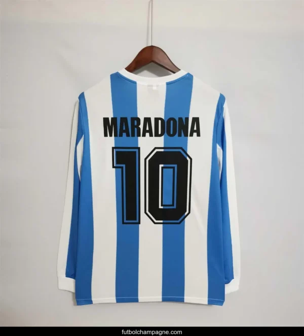 Retro 1986 Argentina Home Long Sleeve Jersey - Image 8