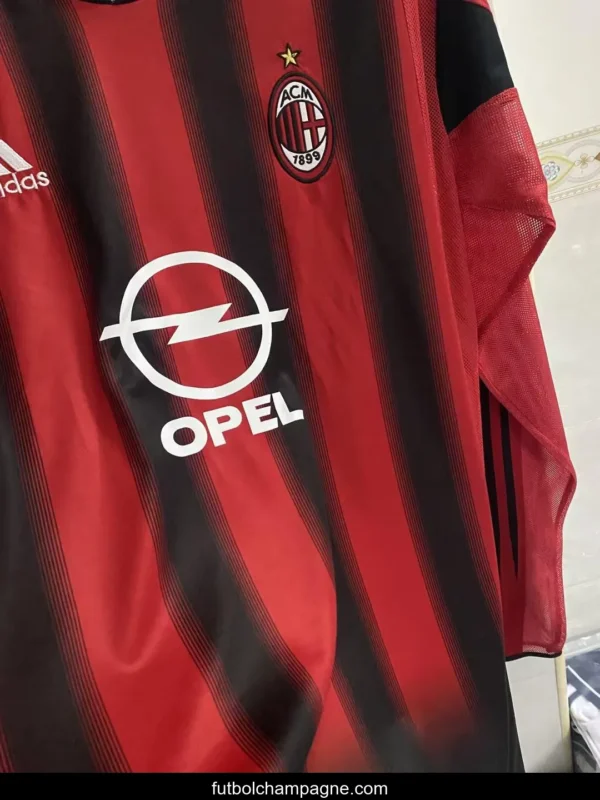 Retro 04 05 AC Milan Home Long Sleeve Jersey - Image 5