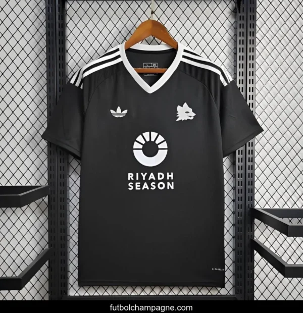 24_25 AS Roma Black Pre-match Jersey - Image 7