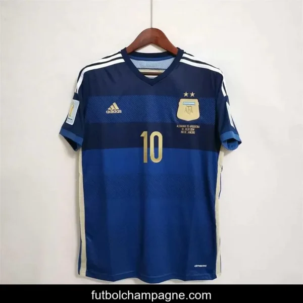 Retro 2014 Argentina Away Messi Jersey With World Cup Patch - Image 4