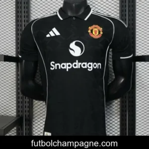 Player Version 25_26 Manchester United Black with Snapdragon Logo Design Jersey