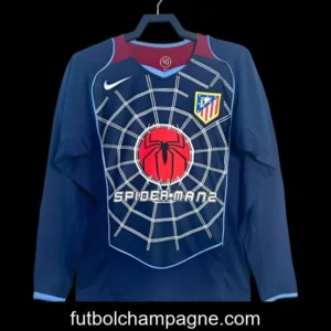 Retro 04_05 Long Sleeve Atletico Madrid Away Blue Jersey