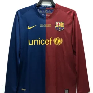 Retro 08_09 Long SLeeve Barcelona Home Champions Version Soccer Jersey