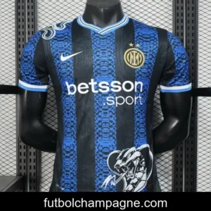 Player Version 25_26 Inter Milan Black and Blue Jersey with Snake Design
