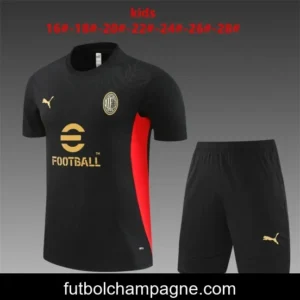 24_25 Kids AC Milan Black Short Sleeve Jersey+Shorts