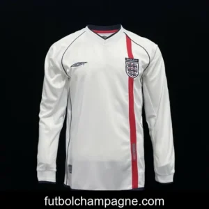 Long Sleeve Retro 2002 England Home Soccer Jersey