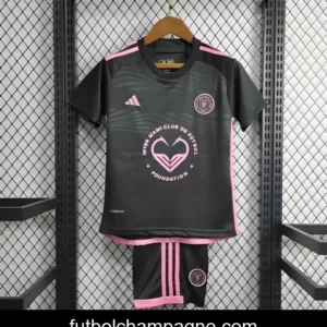 24_25 Kids Inter Miami Away Black Jersey With New Sponsor