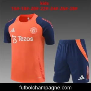 24_25 Kids Manchester United Orange Short Sleeve Jersey+Shorts